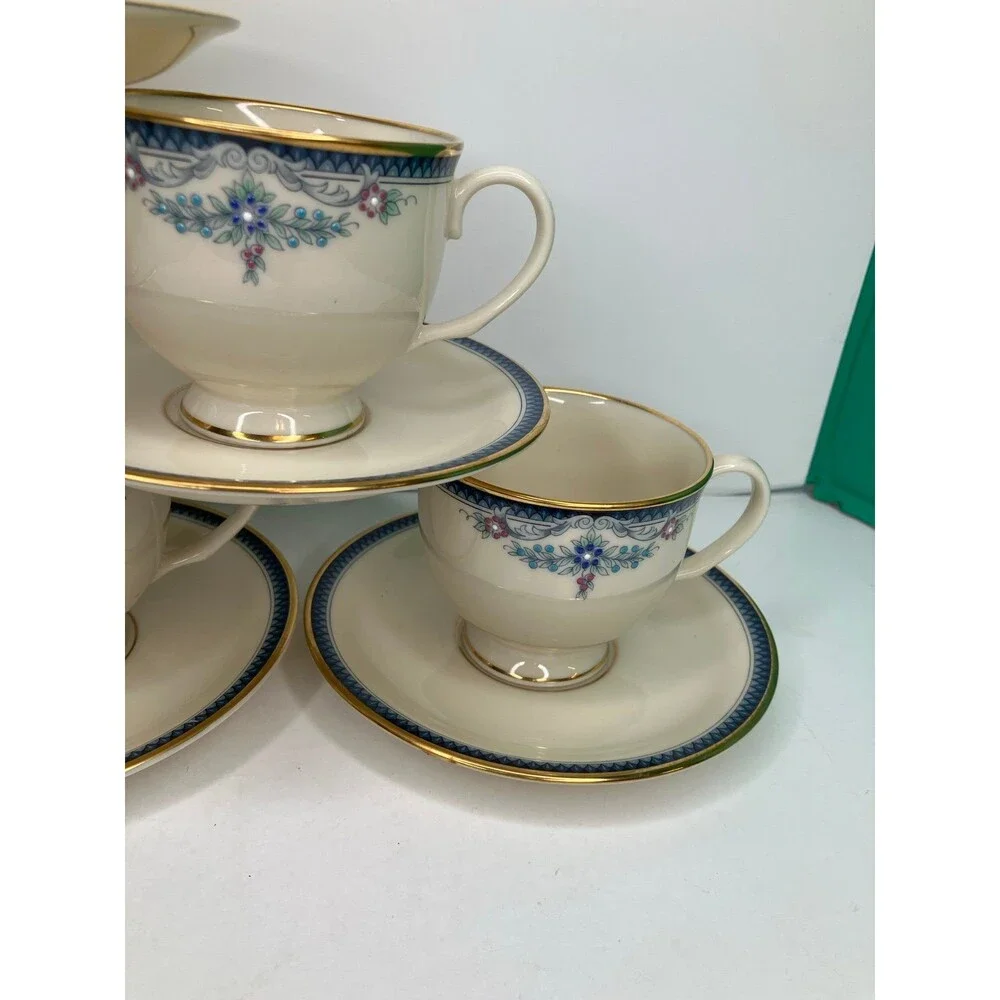 Lenox Columbia 6 Cups Footed & 6 Saucers Set Presidential Collection